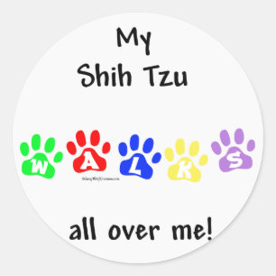 Sticker Rond Shih Tzu Marche Sur Vous