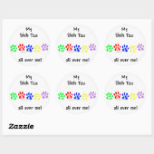 Sticker Rond Shih Tzu Marche Sur Vous (Feuille)