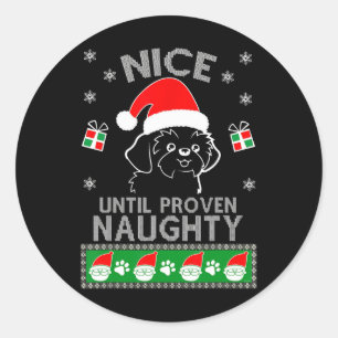 Sticker Rond Shih Tzu Nice Jusqu'À Un Noel Vilain Et Vilain