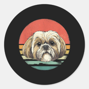 Sticker Rond Shih Tzu   Shih Tzu Chien race Lover Cadeau