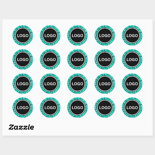Sticker Rond Shimmering Abstrait Turquoise (Feuille)