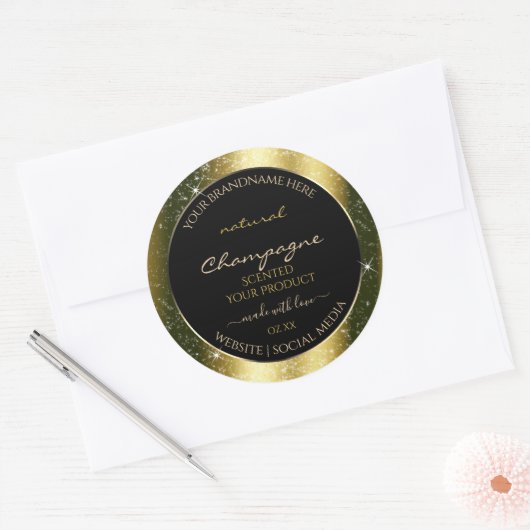 Sticker Rond Shimmery Gold Sparkle Parties scintillant cadre Ét (Enveloppe)