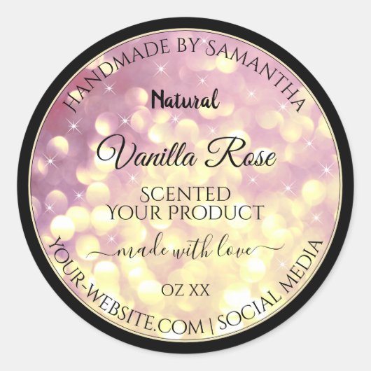 Sticker Rond Shimmery Purple Gold Parties scintillant Sparkle É (Devant)