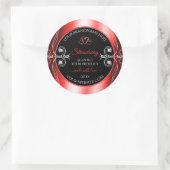Sticker Rond Shimmery Ruby Red Frame Black Produit Bijoux Étiqu (Sac)