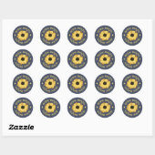 Sticker Rond "Shine Bright" Inspirational Sunflower Design (Feuille)