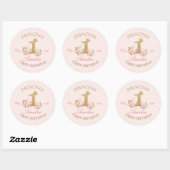 Sticker Rond Shine Pink Gold Crown Princesse 1er anniversaire (Feuille)