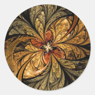 Sticker Rond Shining Leaves Fractal