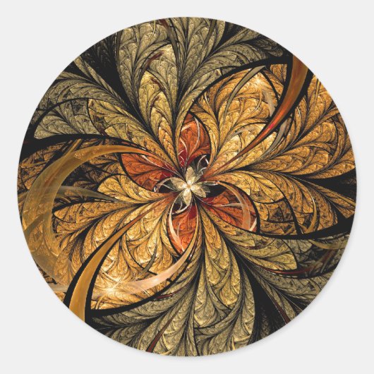 Sticker Rond Shining Leaves Fractal (Devant)
