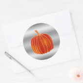Sticker Rond Shiny Orange Automne Citrouille Argent brillant Fa (Enveloppe)