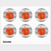 Sticker Rond Shiny Orange Automne Citrouille Argent brillant Fa (Feuille)