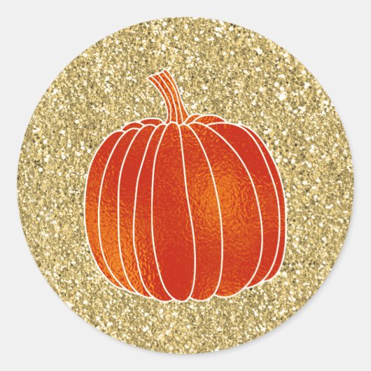 Sticker Rond Shiny Orange Automne Citrouille Parties scintillan (Devant)