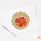 Sticker Rond Shiny Orange Automne Citrouille Parties scintillan (Enveloppe)