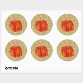 Sticker Rond Shiny Orange Automne Citrouille Parties scintillan (Feuille)