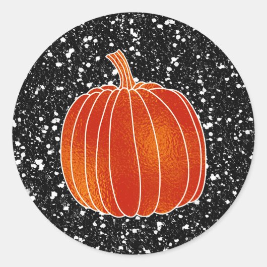 Sticker Rond Shiny Orange Automne Citrouille Parties scintillan (Devant)