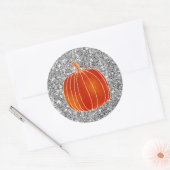 Sticker Rond Shiny Orange Citrouille d'automne Parties scintill (Enveloppe)