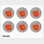 Sticker Rond Shiny Orange Citrouille d'automne Parties scintill (Feuille)