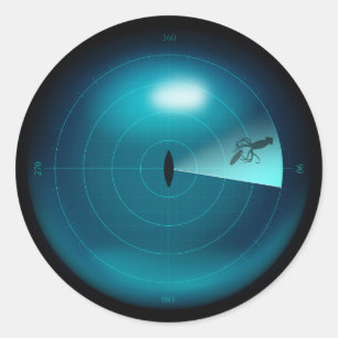 Sticker Rond Ship Sonar Screen Kraken Giant Squid Nautical