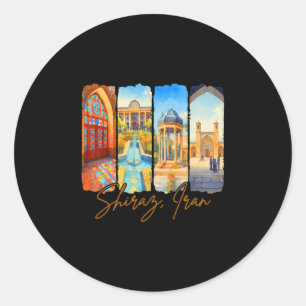 Sticker Rond Shiraz Iran Voyage Voyage Coup de pinceau Souvenir