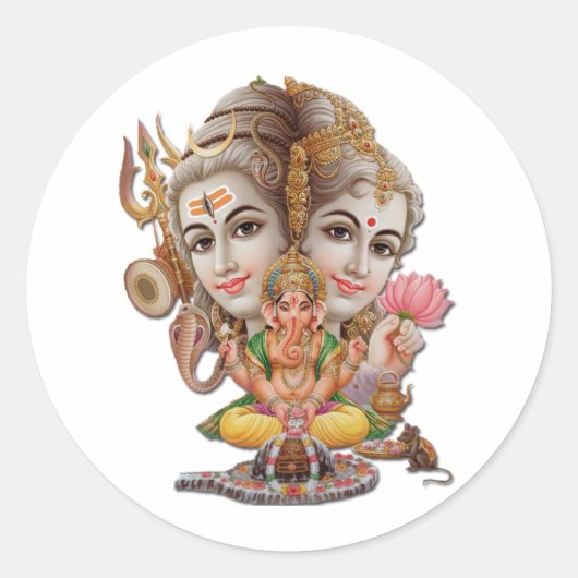 Sticker Rond Shiva et sa famille (Devant)