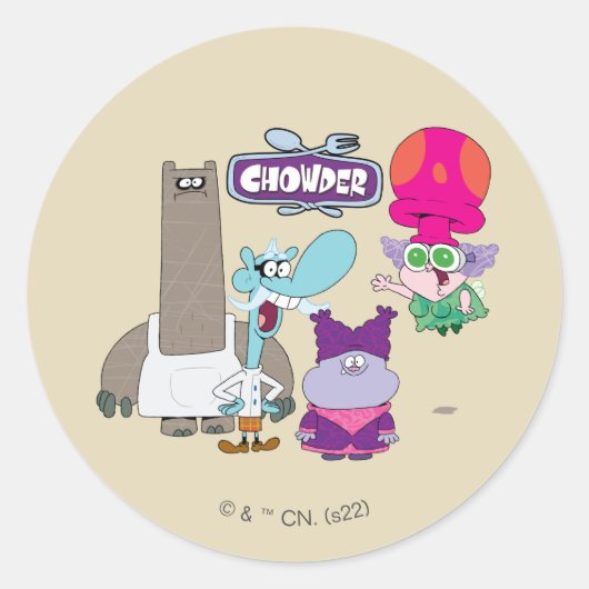 Sticker Rond Shnitzel, Mung, Chowder et Truffes (Devant)