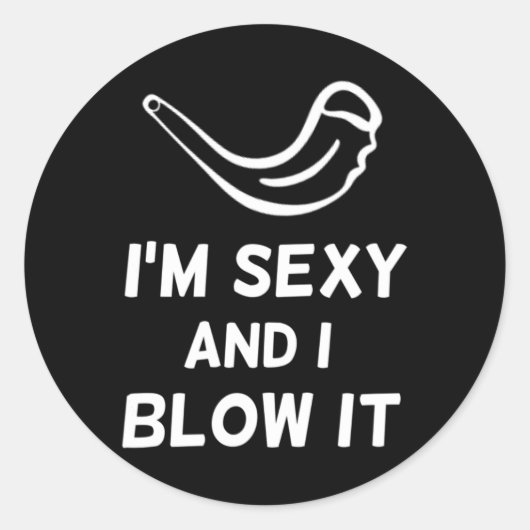 Sticker Rond Shofar I'm Y And I Blow It Rosh Hashanah Jewish Ne (Devant)