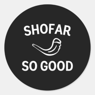 Sticker Rond Shofar si bon Rosh Hashh Corne de bélier juif Nouv