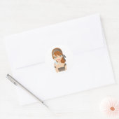 Sticker Rond Shopping Girl (Enveloppe)