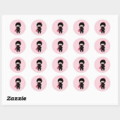 Sticker Rond Shopping Ninja Girl sur rose (Feuille)