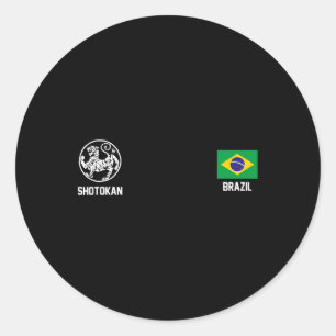 Sticker Rond Shotokan Brésil Karate Drapeau Brésilien Dojo Tige