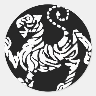 STICKER ROND SHOTOKAN TIGER NOIR ET BLANC