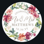 Sticker Rond Shower vert floral Wedding<br><div class="desc">Customize for your event; transfer to any product</div>