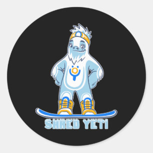 Sticker Rond Shred Yeti - Fun Yeti Bigfoot Sasquatch Snowboardi