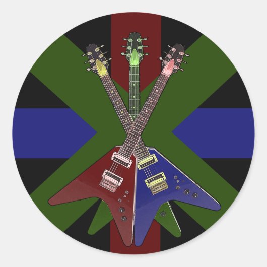 Sticker Rond Shredder de guitare volant (Devant)
