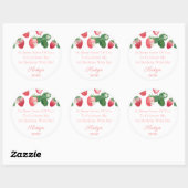 Sticker Rond Si Berry Sweet De Vous Fraises Merci Favoriser (Feuille)