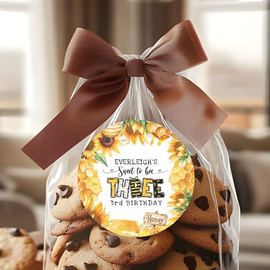 Sticker Rond Si doux à être trois fleuris 3e anniversaire