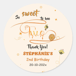 Sticker Rond Si doux d'être deux jolie abeille 2ème anniversair