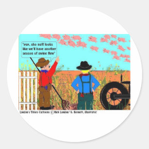 Sticker Rond Si les cochons volaient Cadeaux et objets de colle