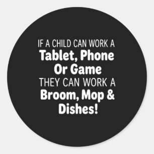 Sticker Rond Si un enfant peut utiliser une tablette un télépho