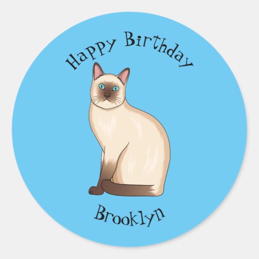 Sticker Rond Siamese cat cartoon (Devant)