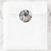 Sticker Rond Siamese Chat 749 Art numérique (Sac)