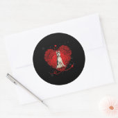 Sticker Rond Siberian Husky Heart Love | Funny Valentin (Enveloppe)