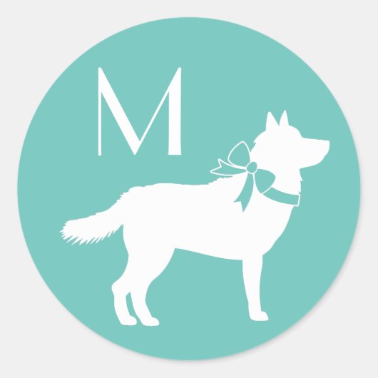 Sticker Rond Sibérie Husky Chien Chien Chien Chiot Malamut (Devant)