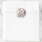 STICKER ROND SIBÉRIEN BLANC HUSKY. (Sac)