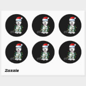 Sticker Rond Sibérien Husky Noël Noël Noël Noël Noël Noël Noël  (Feuille)