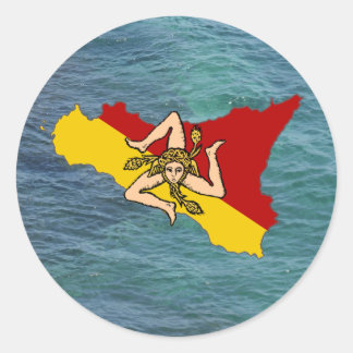 Sticker Rond Sicile et Trinacria au-dessus de la mer