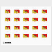 Sticker Rond Sicilia agitant drapeau avec nom (Feuille)