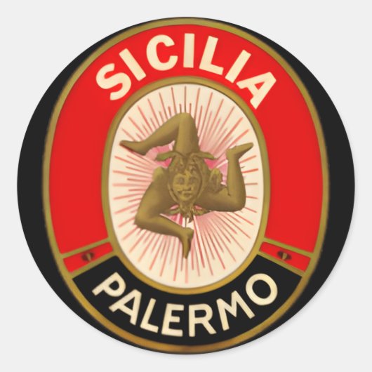 Sticker Rond Sicilia Palerme Style Sicile (Devant)