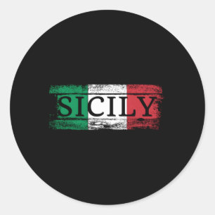 Sticker Rond Sicilienne Italie Drapeau I Sicile Vacances