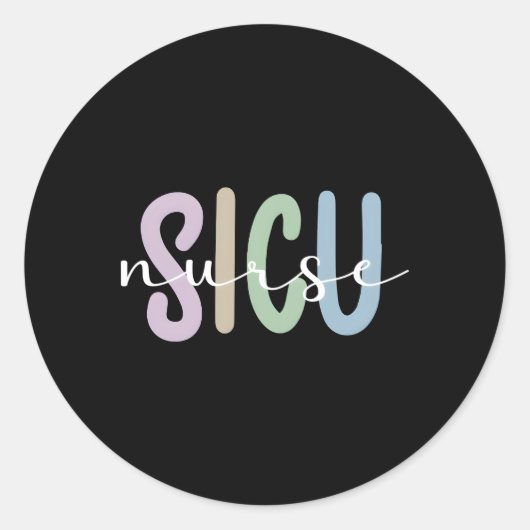 Sticker Rond Sicu Infirmière Appréciation Surgical Soins Intens (Devant)