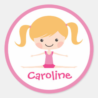 Sticker Rond Side split gymnaste fille dessin animé nom personn